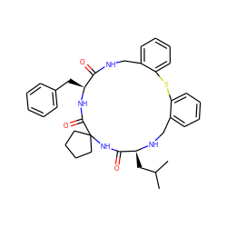 CC(C)C[C@@H]1NCc2ccccc2Sc2ccccc2CNC(=O)[C@H](Cc2ccccc2)NC(=O)C2(CCCC2)NC1=O ZINC001772641395