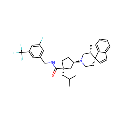 CC(C)C[C@]1(C(=O)NCc2cc(F)cc(C(F)(F)F)c2)CC[C@@H](N2CC[C@]3(C=Cc4ccccc43)[C@@H](C)C2)C1 ZINC000028704068