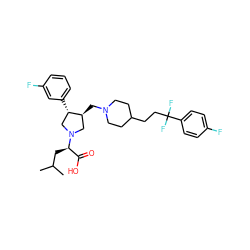 CC(C)C[C@H](C(=O)O)N1C[C@H](CN2CCC(CCC(F)(F)c3ccc(F)cc3)CC2)[C@@H](c2cccc(F)c2)C1 ZINC000044418652