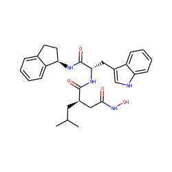 CC(C)C[C@H](CC(=O)NO)C(=O)N[C@@H](Cc1c[nH]c2ccccc12)C(=O)N[C@@H]1CCc2ccccc21 ZINC000013776896