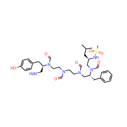 CC(C)C[C@H](CN(C=O)[C@H](Cc1ccccc1)CN(C=O)CCN(C=O)CCN(C=O)[C@@H](CN)Cc1ccc(O)cc1)NS(C)(=O)=O ZINC000095578437