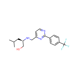 CC(C)C[C@H](CO)NCc1ccnc(-c2ccc(C(F)(F)F)cc2)n1 ZINC000204407322