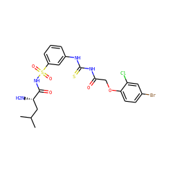 CC(C)C[C@H](N)C(=O)NS(=O)(=O)c1cccc(NC(=S)NC(=O)COc2ccc(Br)cc2Cl)c1 ZINC000205885345