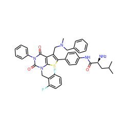 CC(C)C[C@H](N)C(=O)Nc1ccc(-c2sc3c(c2CN(C)Cc2ccccc2)c(=O)n(-c2ccccc2)c(=O)n3Cc2c(F)cccc2F)cc1 ZINC000027181860