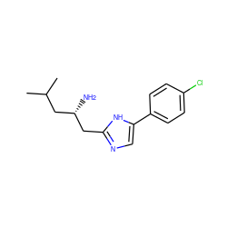 CC(C)C[C@H](N)Cc1ncc(-c2ccc(Cl)cc2)[nH]1 ZINC001772627377