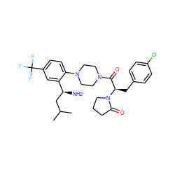 CC(C)C[C@H](N)c1cc(C(F)(F)F)ccc1N1CCN(C(=O)[C@@H](Cc2ccc(Cl)cc2)N2CCCC2=O)CC1 ZINC000028825773