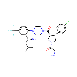 CC(C)C[C@H](N)c1cc(C(F)(F)F)ccc1N1CCN(C(=O)[C@@H]2CN(C(=O)CN)C[C@H]2c2ccc(Cl)cc2)CC1 ZINC000028824066