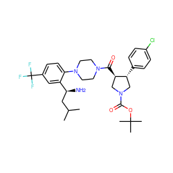 CC(C)C[C@H](N)c1cc(C(F)(F)F)ccc1N1CCN(C(=O)[C@@H]2CN(C(=O)OC(C)(C)C)C[C@H]2c2ccc(Cl)cc2)CC1 ZINC000028824063