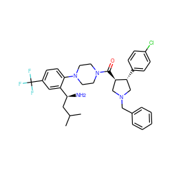 CC(C)C[C@H](N)c1cc(C(F)(F)F)ccc1N1CCN(C(=O)[C@@H]2CN(Cc3ccccc3)C[C@H]2c2ccc(Cl)cc2)CC1 ZINC000028824069