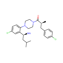 CC(C)C[C@H](N)c1cc(Cl)ccc1N1CCN(C(=O)[C@@H](C)Cc2ccc(Cl)cc2)CC1 ZINC000036285938