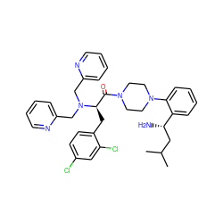 CC(C)C[C@H](N)c1ccccc1N1CCN(C(=O)[C@@H](Cc2ccc(Cl)cc2Cl)N(Cc2ccccn2)Cc2ccccn2)CC1 ZINC000049898326