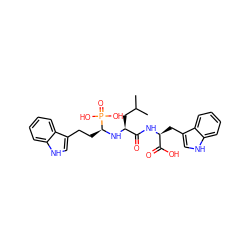 CC(C)C[C@H](N[C@@H](CCc1c[nH]c2ccccc12)P(=O)(O)O)C(=O)N[C@@H](Cc1c[nH]c2ccccc12)C(=O)O ZINC000003931921