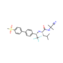 CC(C)C[C@H](N[C@@H](c1ccc(-c2ccc(S(C)(=O)=O)cc2)cc1)C(F)(F)F)C(=O)NC(C)(C)C#N ZINC000029040663