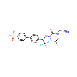 CC(C)C[C@H](N[C@@H](c1ccc(-c2ccc(S(C)(=O)=O)cc2)cc1)C(F)(F)F)C(=O)NCC#N ZINC000034802820