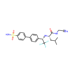 CC(C)C[C@H](N[C@@H](c1ccc(-c2ccc(S(N)(=O)=O)cc2)cc1)C(F)(F)F)C(=O)NCC#N ZINC000034804957