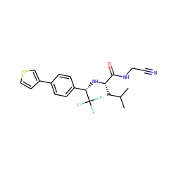 CC(C)C[C@H](N[C@@H](c1ccc(-c2ccsc2)cc1)C(F)(F)F)C(=O)NCC#N ZINC000014971276