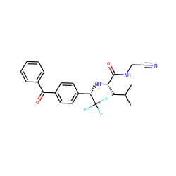 CC(C)C[C@H](N[C@@H](c1ccc(C(=O)c2ccccc2)cc1)C(F)(F)F)C(=O)NCC#N ZINC000014971268