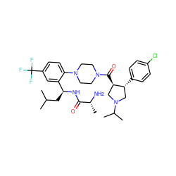 CC(C)C[C@H](NC(=O)[C@@H](C)N)c1cc(C(F)(F)F)ccc1N1CCN(C(=O)[C@@H]2CN(C(C)C)C[C@H]2c2ccc(Cl)cc2)CC1 ZINC000028960138
