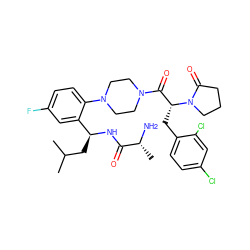 CC(C)C[C@H](NC(=O)[C@@H](C)N)c1cc(F)ccc1N1CCN(C(=O)[C@@H](Cc2ccc(Cl)cc2Cl)N2CCCC2=O)CC1 ZINC000028823921