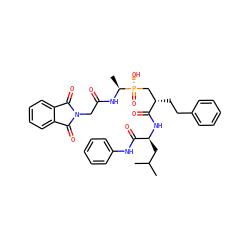 CC(C)C[C@H](NC(=O)[C@@H](CCc1ccccc1)C[P@](=O)(O)[C@H](C)NC(=O)CN1C(=O)c2ccccc2C1=O)C(=O)Nc1ccccc1 ZINC000028230478