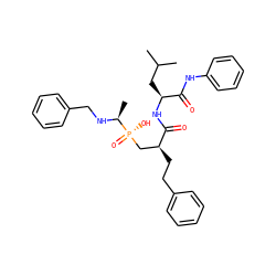 CC(C)C[C@H](NC(=O)[C@@H](CCc1ccccc1)C[P@](=O)(O)[C@H](C)NCc1ccccc1)C(=O)Nc1ccccc1 ZINC000028230462