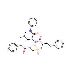 CC(C)C[C@H](NC(=O)[C@@H](CCc1ccccc1)C[P@](=O)(O)CNC(=O)Cc1ccccc1)C(=O)Nc1ccccc1 ZINC000028230580