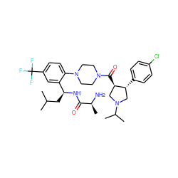 CC(C)C[C@H](NC(=O)[C@H](C)N)c1cc(C(F)(F)F)ccc1N1CCN(C(=O)[C@@H]2CN(C(C)C)C[C@H]2c2ccc(Cl)cc2)CC1 ZINC000028960143