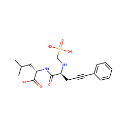 CC(C)C[C@H](NC(=O)[C@H](CC#Cc1ccccc1)NCP(=O)(O)O)C(=O)O ZINC000013779378