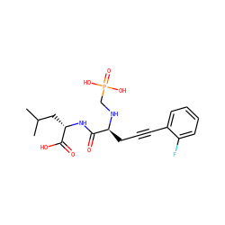 CC(C)C[C@H](NC(=O)[C@H](CC#Cc1ccccc1F)NCP(=O)(O)O)C(=O)O ZINC000013779368