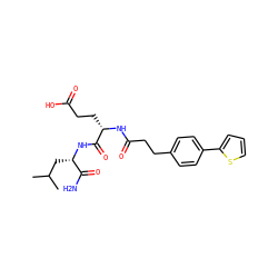 CC(C)C[C@H](NC(=O)[C@H](CCC(=O)O)NC(=O)CCc1ccc(-c2cccs2)cc1)C(N)=O ZINC000144461654