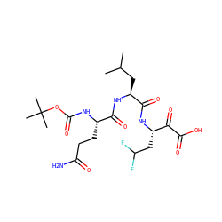 CC(C)C[C@H](NC(=O)[C@H](CCC(N)=O)NC(=O)OC(C)(C)C)C(=O)N[C@@H](CC(F)F)C(=O)C(=O)O ZINC000013439201