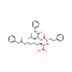 CC(C)C[C@H](NC(=O)[C@H](CCc1ccccc1)N[C@H](CCCCCNC(=O)Cc1ccccc1)C(=O)O)C(=O)Nc1ccccc1 ZINC000026994848