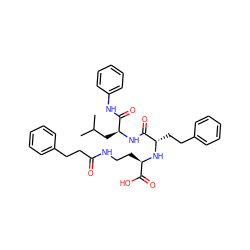 CC(C)C[C@H](NC(=O)[C@H](CCc1ccccc1)N[C@H](CCNC(=O)CCc1ccccc1)C(=O)O)C(=O)Nc1ccccc1 ZINC000026984963