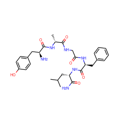 CC(C)C[C@H](NC(=O)[C@H](Cc1ccccc1)NC(=O)CNC(=O)[C@@H](C)NC(=O)[C@@H](N)Cc1ccc(O)cc1)C(N)=O ZINC000014975455