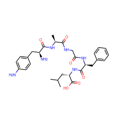 CC(C)C[C@H](NC(=O)[C@H](Cc1ccccc1)NC(=O)CNC(=O)[C@H](C)NC(=O)[C@@H](N)Cc1ccc(N)cc1)C(=O)O ZINC000028893337