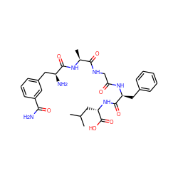 CC(C)C[C@H](NC(=O)[C@H](Cc1ccccc1)NC(=O)CNC(=O)[C@H](C)NC(=O)[C@@H](N)Cc1cccc(C(N)=O)c1)C(=O)O ZINC000028893356