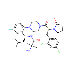 CC(C)C[C@H](NC(=O)C(C)(C)N)c1cc(F)ccc1N1CCN(C(=O)[C@@H](Cc2ccc(Cl)cc2Cl)N2CCCC2=O)CC1 ZINC000028823924