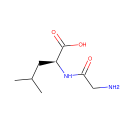 CC(C)C[C@H](NC(=O)CN)C(=O)O ZINC000001529368