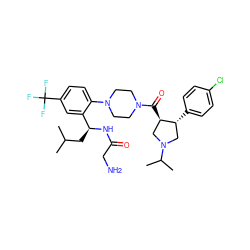 CC(C)C[C@H](NC(=O)CN)c1cc(C(F)(F)F)ccc1N1CCN(C(=O)[C@@H]2CN(C(C)C)C[C@H]2c2ccc(Cl)cc2)CC1 ZINC000028960105