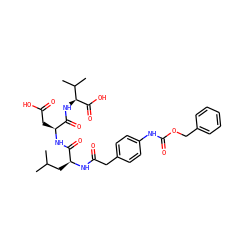 CC(C)C[C@H](NC(=O)Cc1ccc(NC(=O)OCc2ccccc2)cc1)C(=O)N[C@@H](CC(=O)O)C(=O)N[C@H](C(=O)O)C(C)C ZINC000028087478