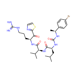 CC(C)C[C@H](NC(=O)N[C@@H](C)c1ccc(Br)cc1)C(=O)N[C@H](C(=O)N[C@@H](CCCNC(=N)N)C(=O)c1nccs1)C(C)C ZINC000037868461