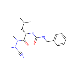 CC(C)C[C@H](NC(=O)NCc1ccccc1)C(=O)N(C)N(C)C#N ZINC000066103496