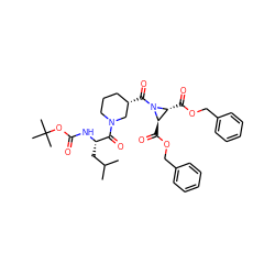 CC(C)C[C@H](NC(=O)OC(C)(C)C)C(=O)N1CCC[C@H](C(=O)N2[C@H](C(=O)OCc3ccccc3)[C@H]2C(=O)OCc2ccccc2)C1 ZINC000036178773