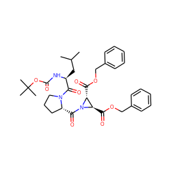 CC(C)C[C@H](NC(=O)OC(C)(C)C)C(=O)N1CCC[C@H]1C(=O)N1[C@H](C(=O)OCc2ccccc2)[C@H]1C(=O)OCc1ccccc1 ZINC000036178759