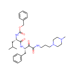 CC(C)C[C@H](NC(=O)OCc1ccccc1)C(=O)N[C@@H](Cc1ccccc1)C(=O)C(=O)NCCCN1CCN(C)CC1 ZINC000064491736