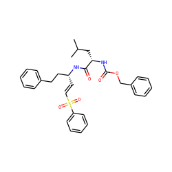 CC(C)C[C@H](NC(=O)OCc1ccccc1)C(=O)N[C@H](/C=C/S(=O)(=O)c1ccccc1)CCc1ccccc1 ZINC001772627924