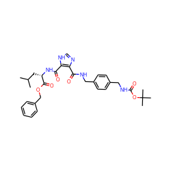 CC(C)C[C@H](NC(=O)c1[nH]cnc1C(=O)NCc1ccc(CNC(=O)OC(C)(C)C)cc1)C(=O)OCc1ccccc1 ZINC000038139173