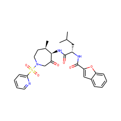 CC(C)C[C@H](NC(=O)c1cc2ccccc2o1)C(=O)N[C@H]1C(=O)CN(S(=O)(=O)c2ccccn2)CC[C@H]1C ZINC000014972225