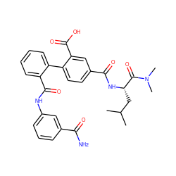 CC(C)C[C@H](NC(=O)c1ccc(-c2ccccc2C(=O)Nc2cccc(C(N)=O)c2)c(C(=O)O)c1)C(=O)N(C)C ZINC000028642173