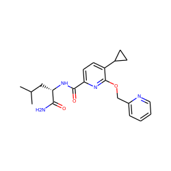 CC(C)C[C@H](NC(=O)c1ccc(C2CC2)c(OCc2ccccn2)n1)C(N)=O ZINC000150096724